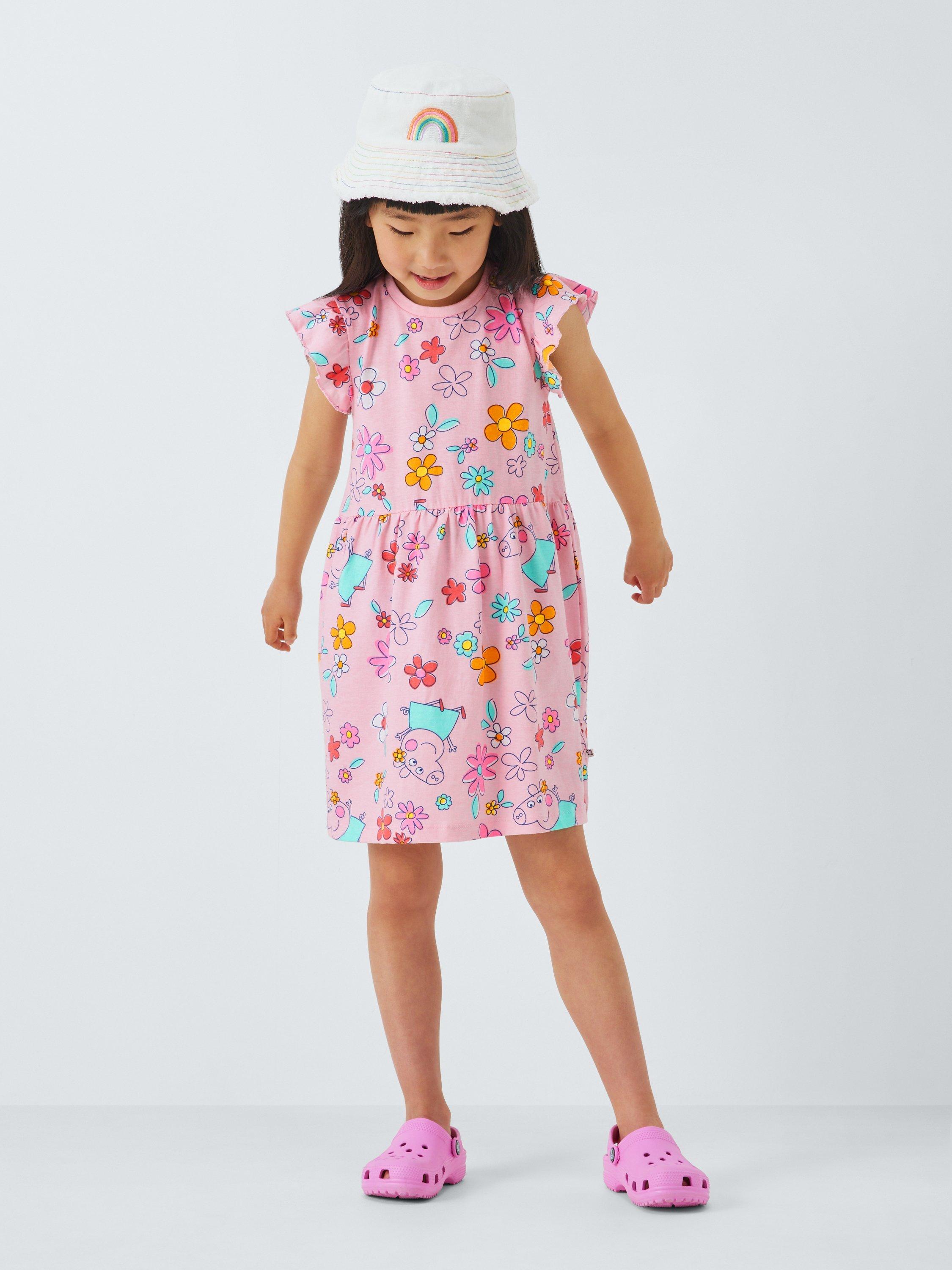 Product image 2 of 7, which shows Peppa Pig Kids' Cotton Floral Print Dress, Pink, 1-2 years