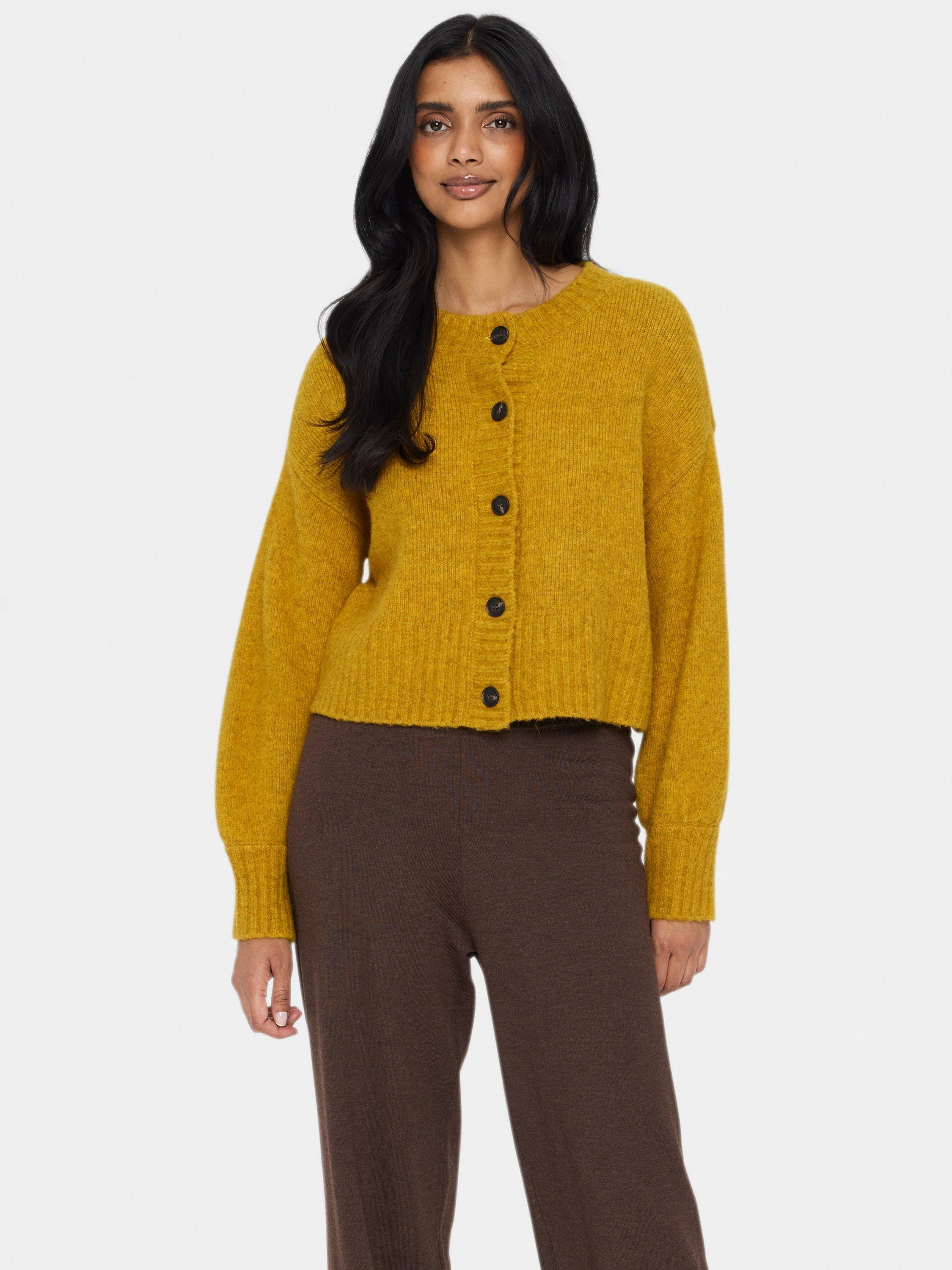 Product image 1 of 5, which shows Saint Tropez Gilda Button Round Neck Cardigan, Burnished Gold, L