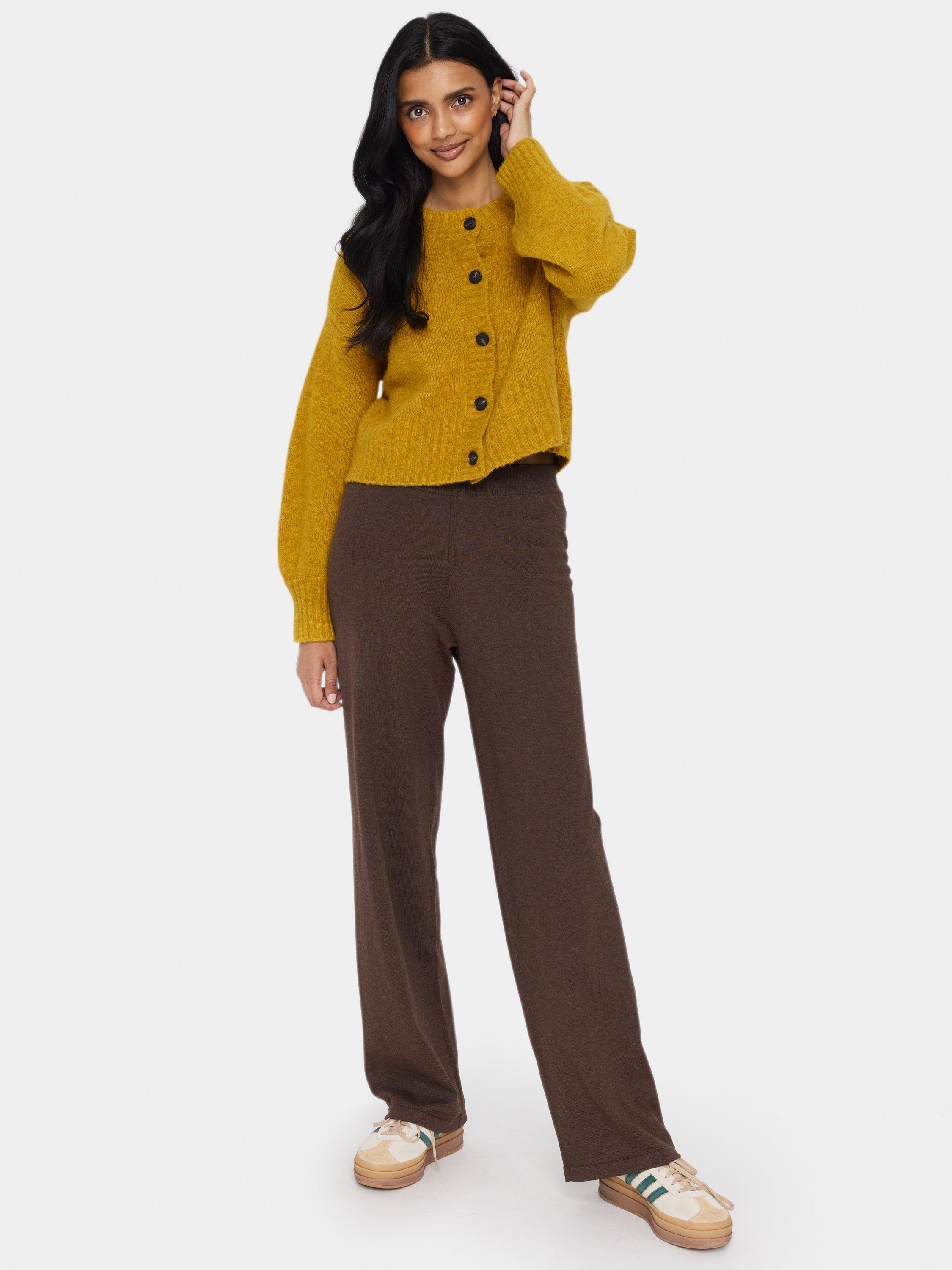 Product image 3 of 5, which shows Saint Tropez Gilda Button Round Neck Cardigan, Burnished Gold, L