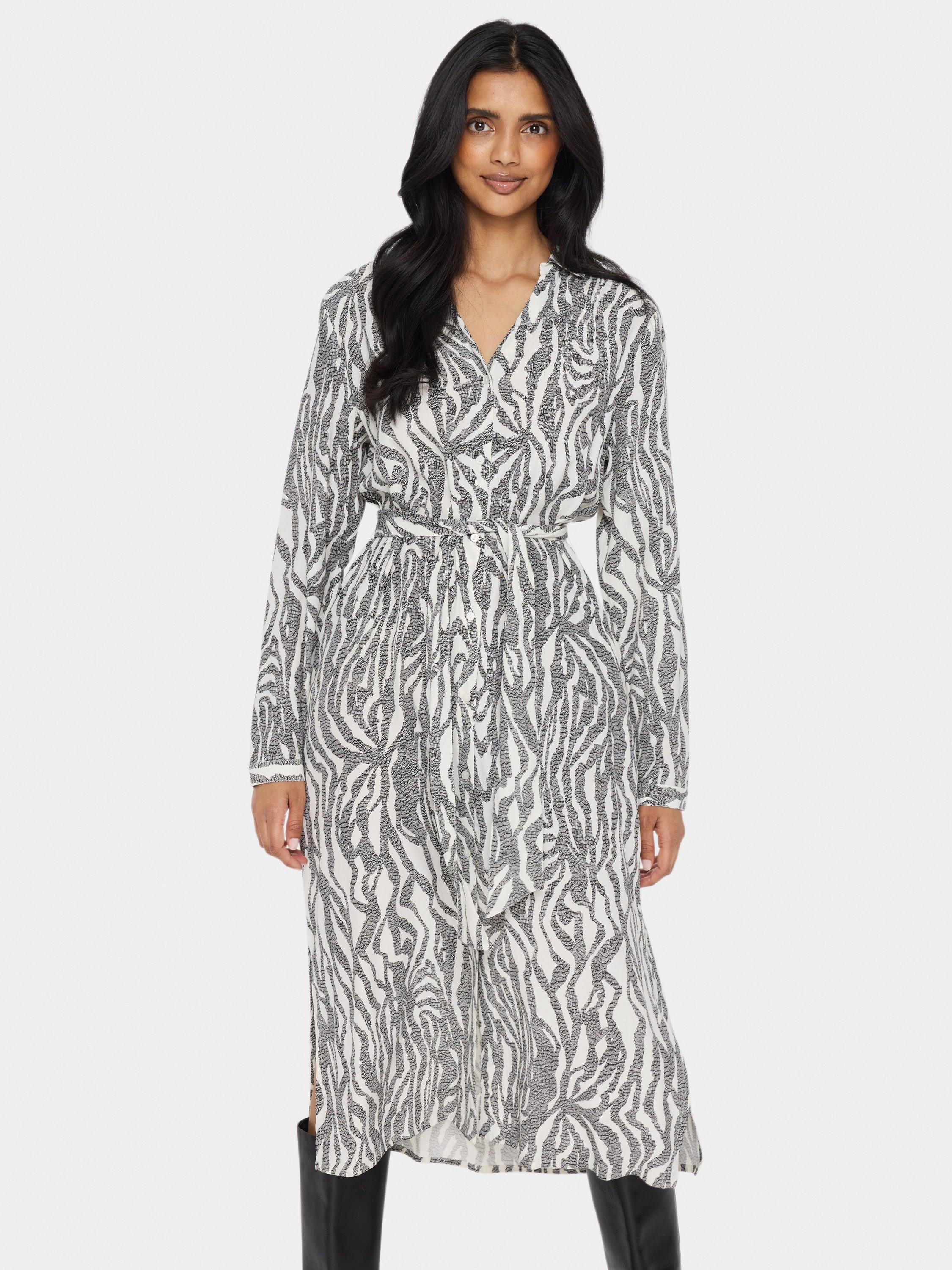 Product image 1 of 5, which shows Saint Tropez Blanca Belted Shirt Dress, Grey/White, XS