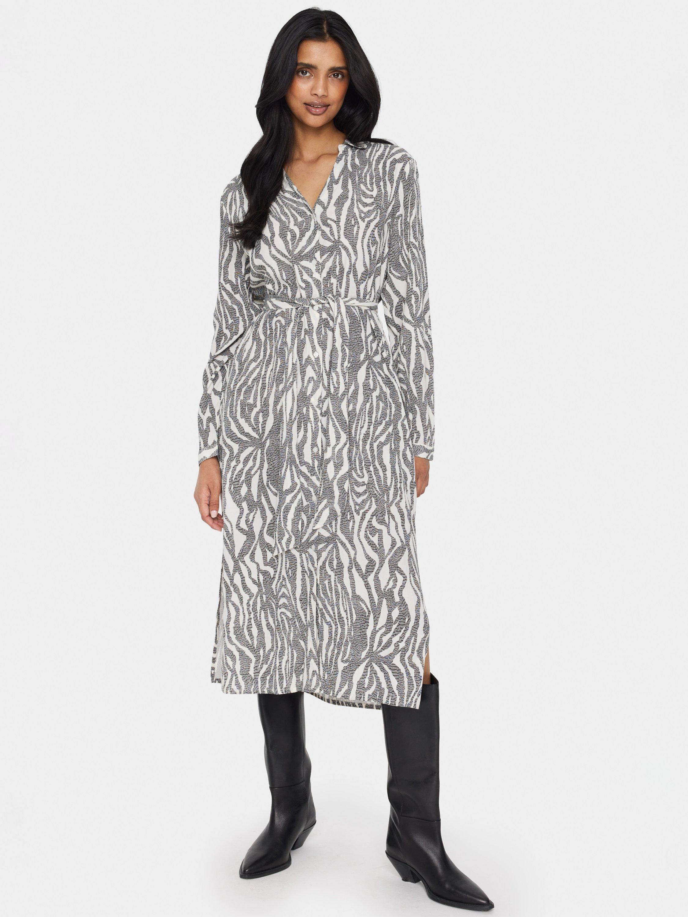 Product image 3 of 5, which shows Saint Tropez Blanca Belted Shirt Dress, Grey/White, XS