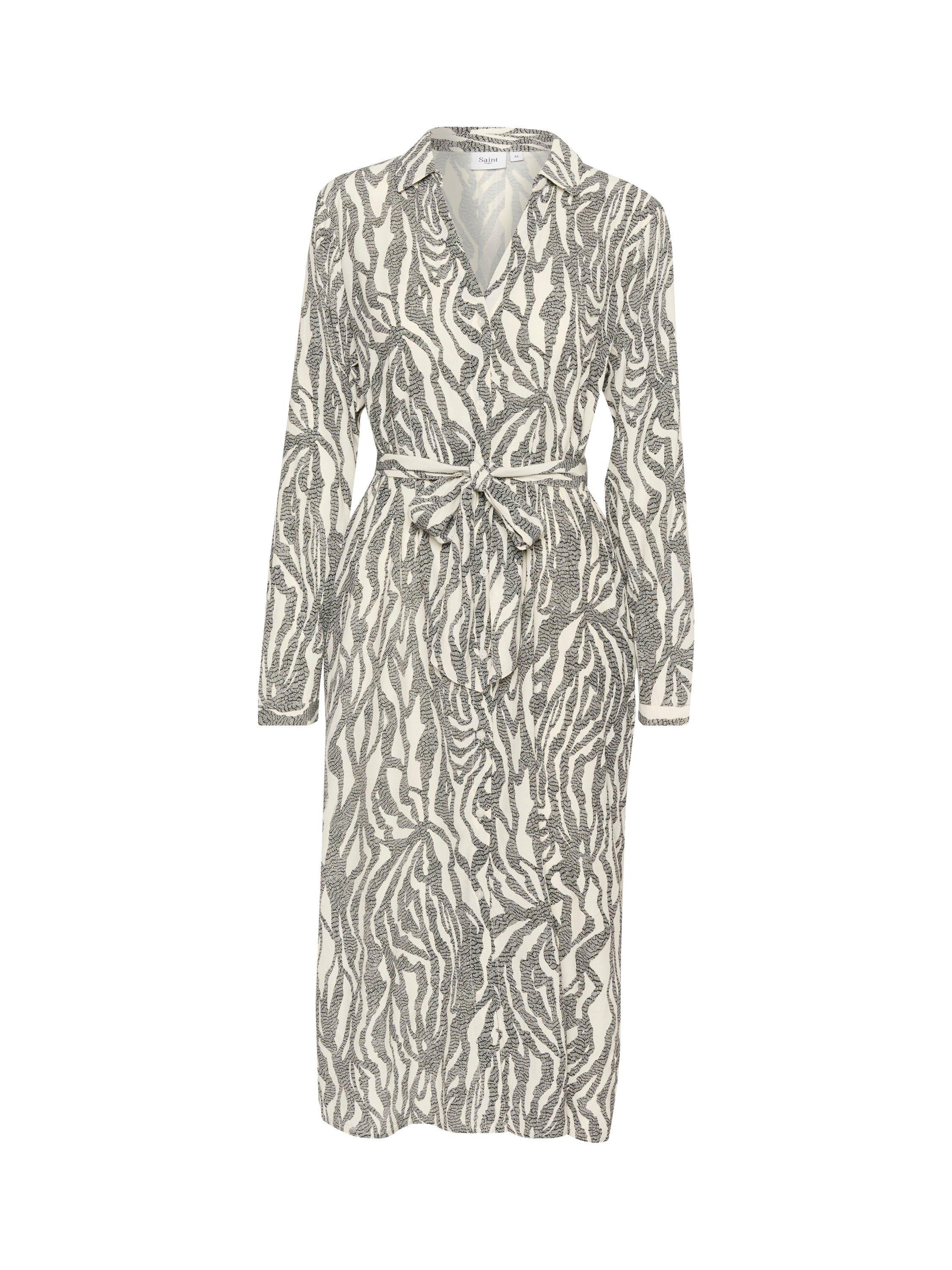 Product image 4 of 5, which shows Saint Tropez Blanca Belted Shirt Dress, Grey/White, XS