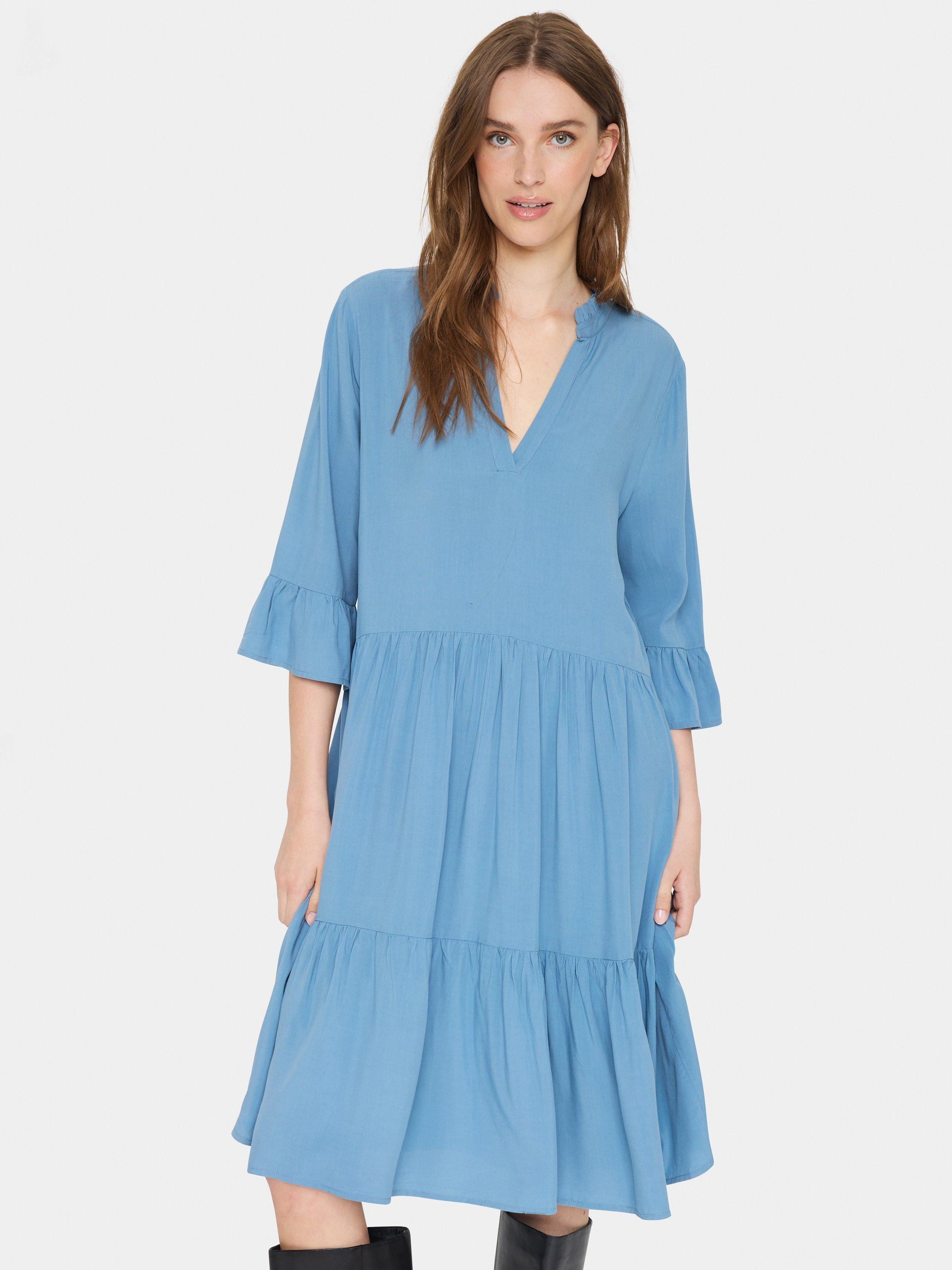 Product image 1 of 4, which shows Saint Tropez Eda Monochrome Tunic Dress, Light Blue, XS