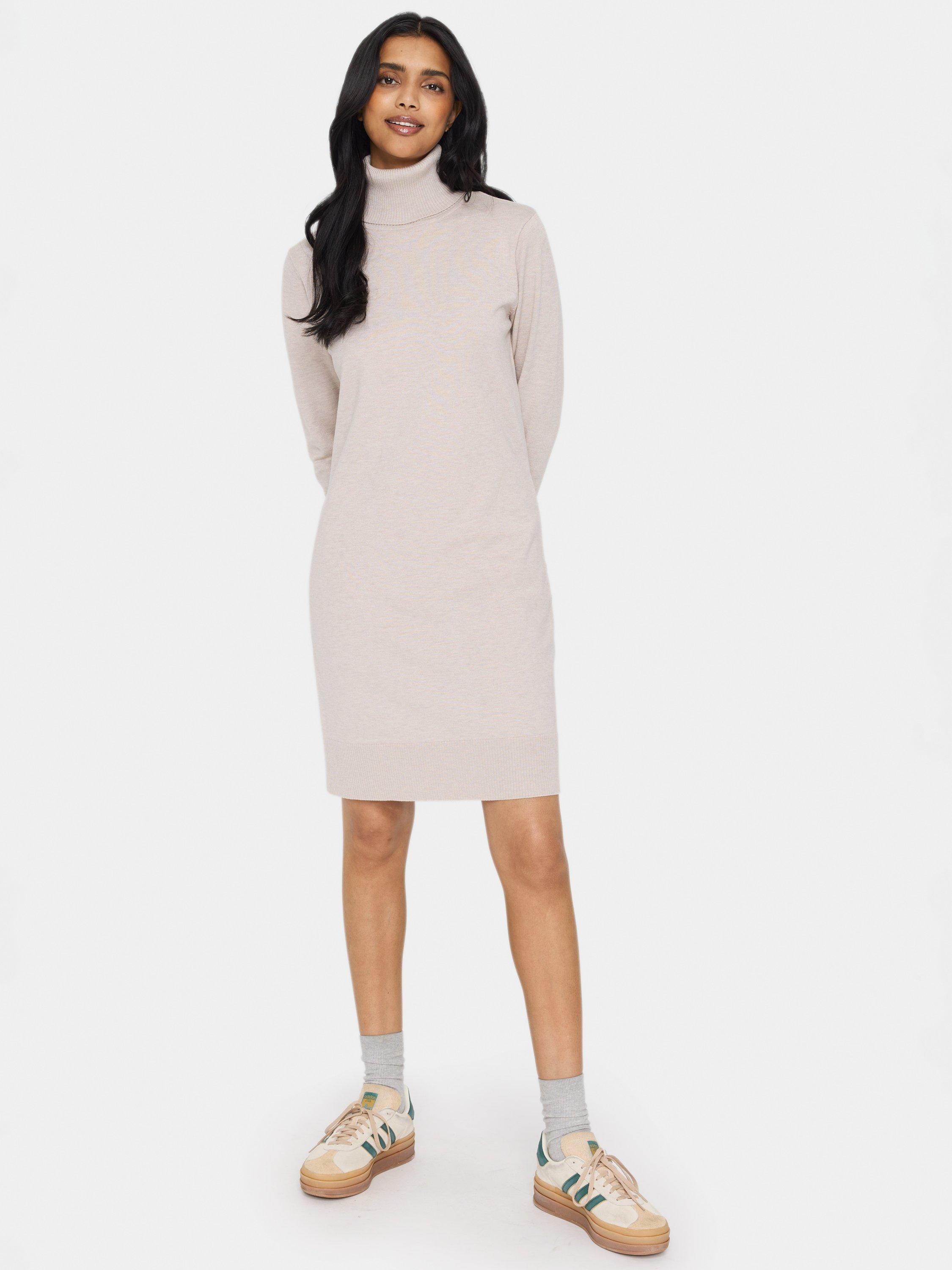 Product image 3 of 5, which shows Saint Tropez Mila Roll Neck Jumper Dress, Grey Morning Melange, L