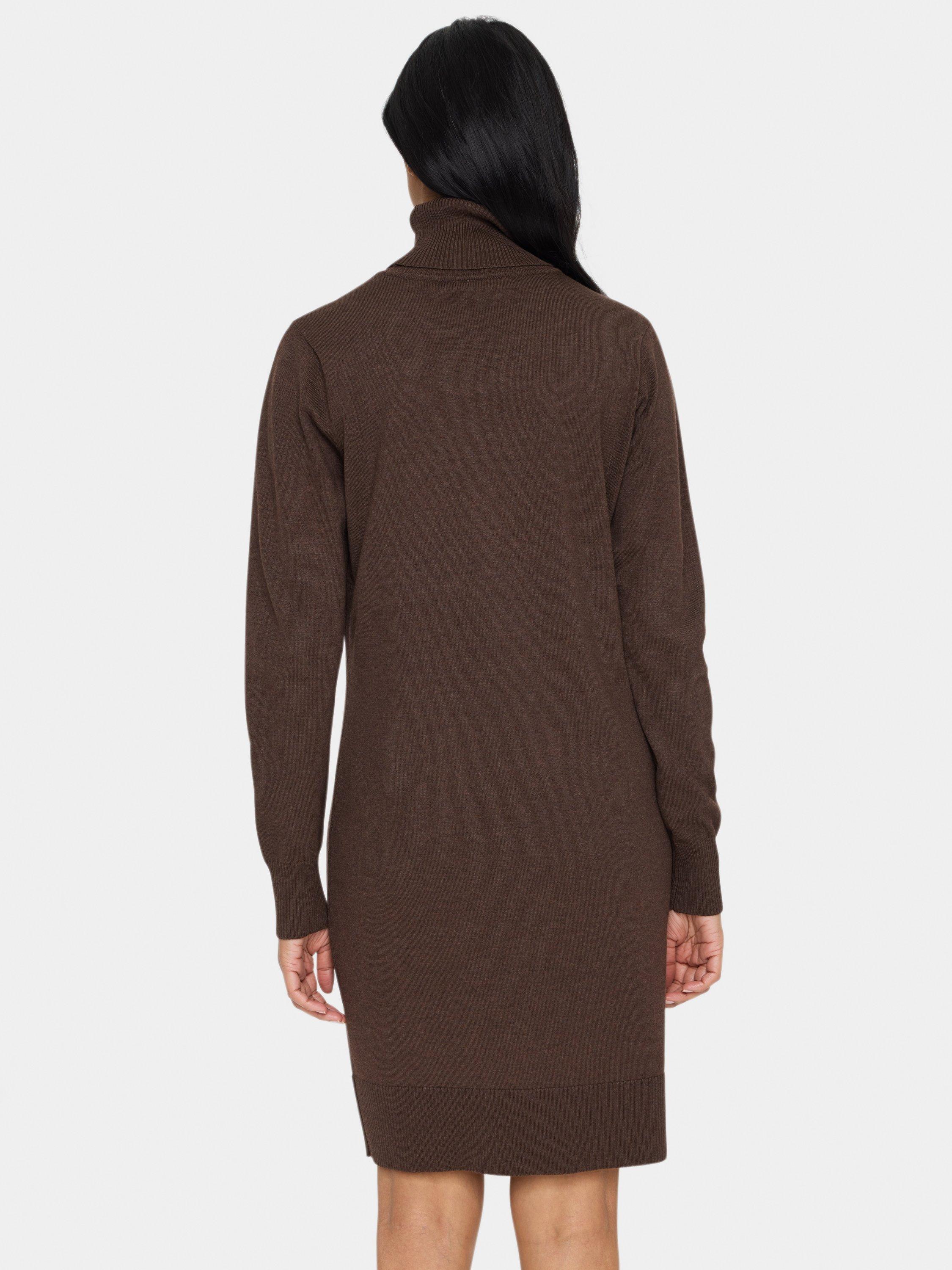 Product image 2 of 5, which shows Saint Tropez Mila Roll Neck Jumper Dress, Dark Oak Melange, XL