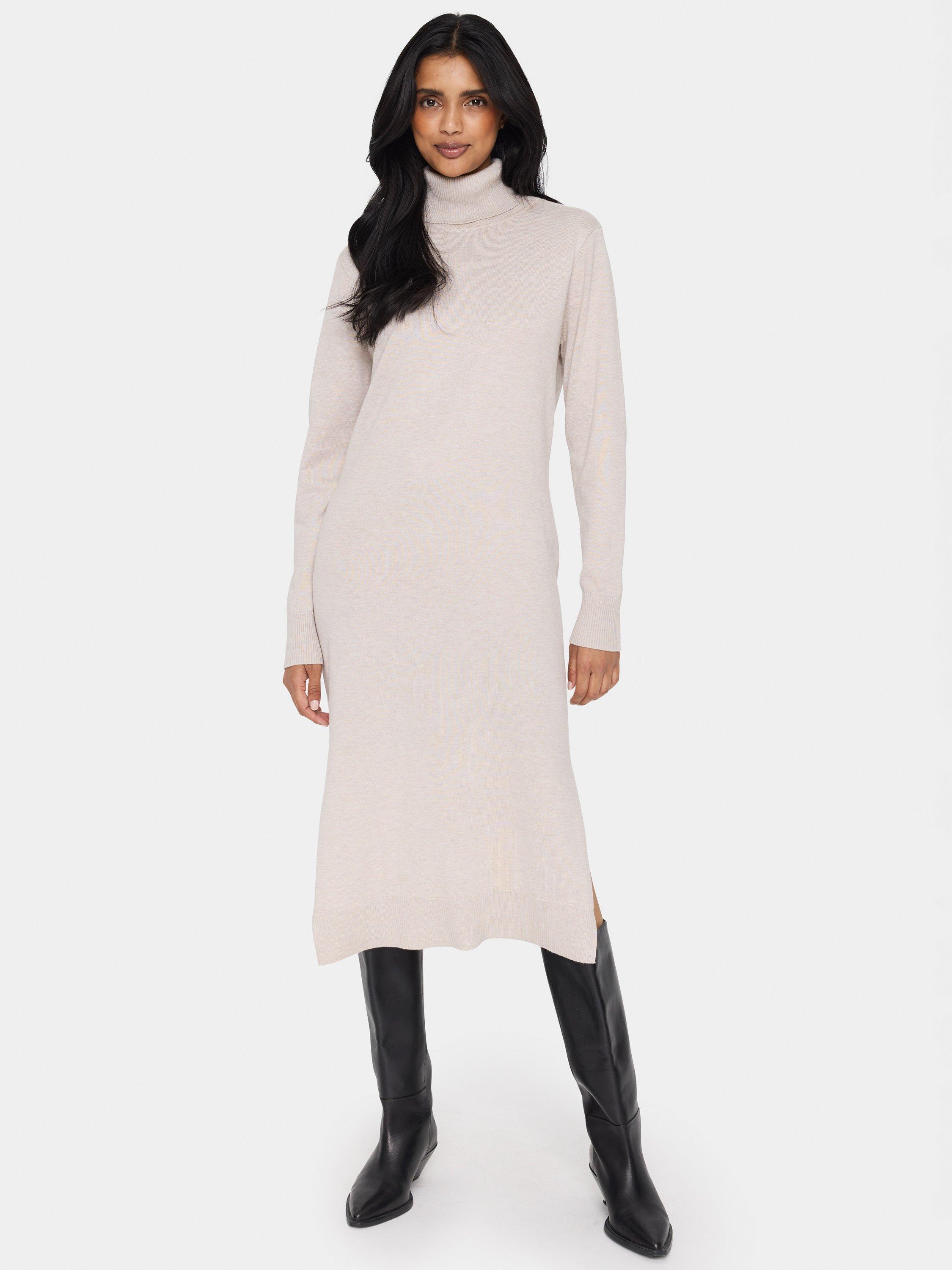 Product image 3 of 6, which shows Saint Tropez Mila Roll Neck Midi Jumper Dress, Grey Morning Melange, M