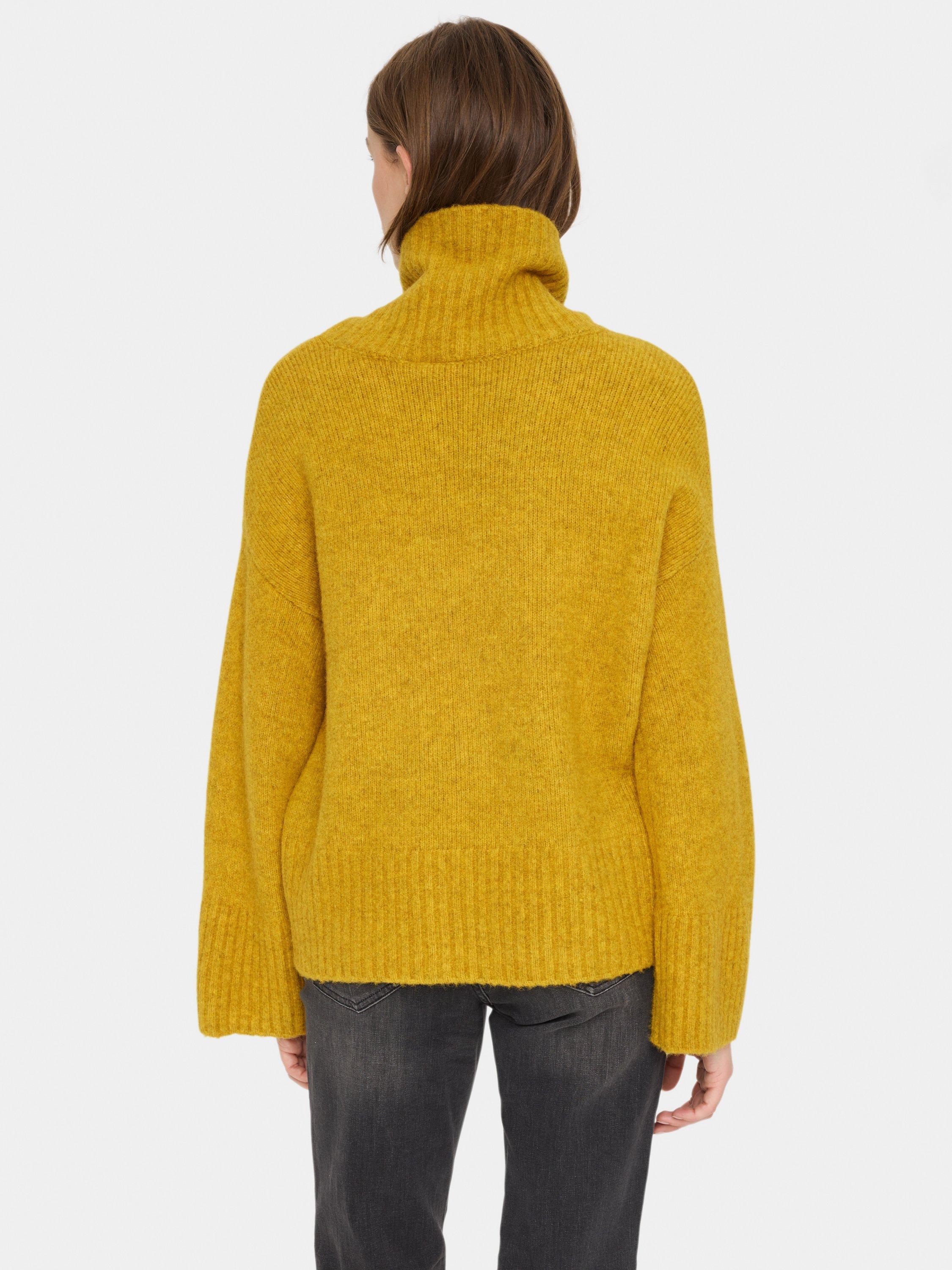 Product image 2 of 5, which shows Saint Tropez Gilda Roll Neck Wool Blend Jumper, Burnished Gold, XS