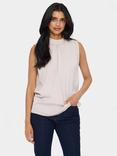 Saint Tropez Aileen Sleeveless Satin High Neck Top, Grey Morn