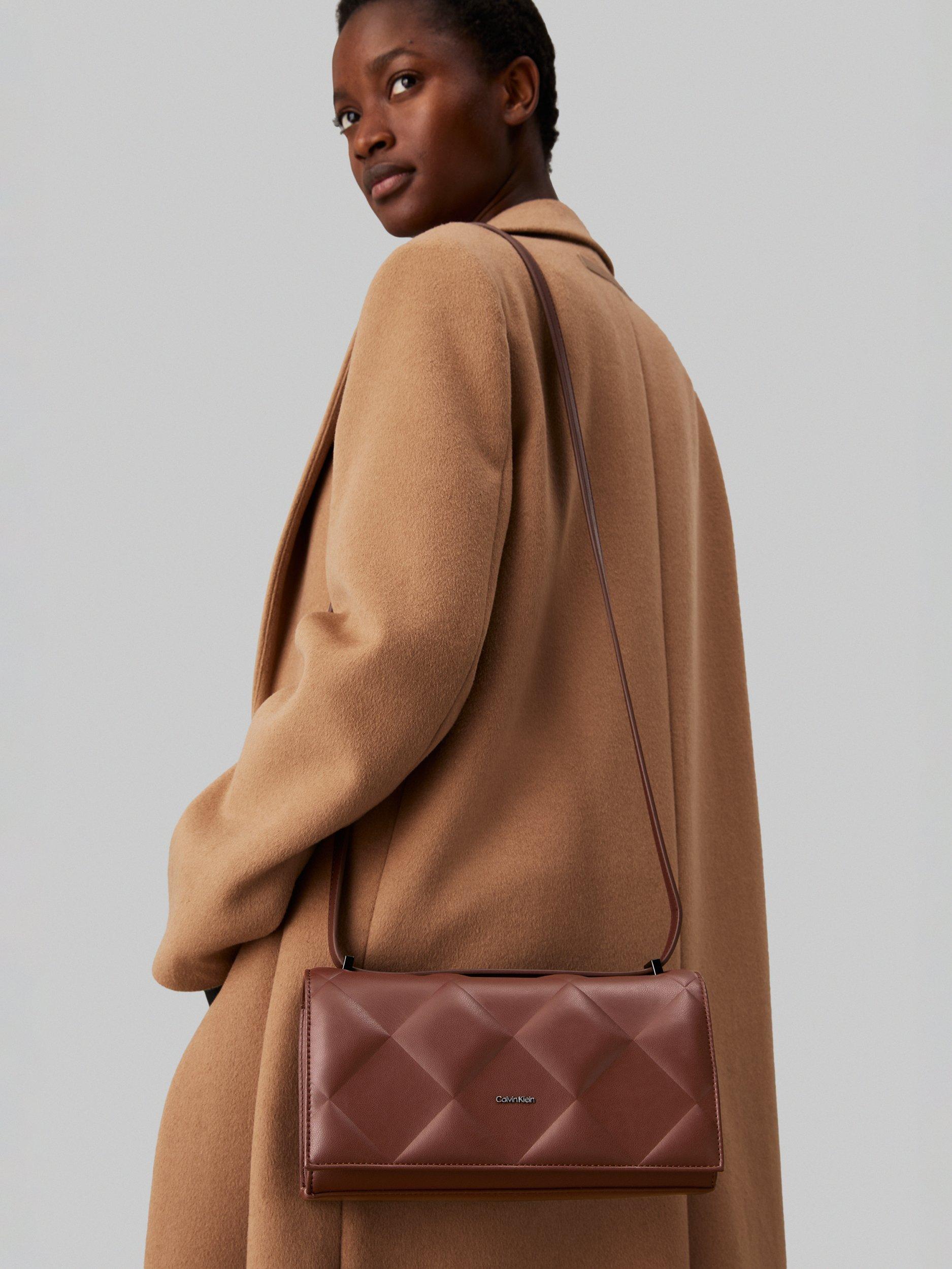 Calvin Klein Diamond Quilted Shoulder Bag, Chocolate, One Size