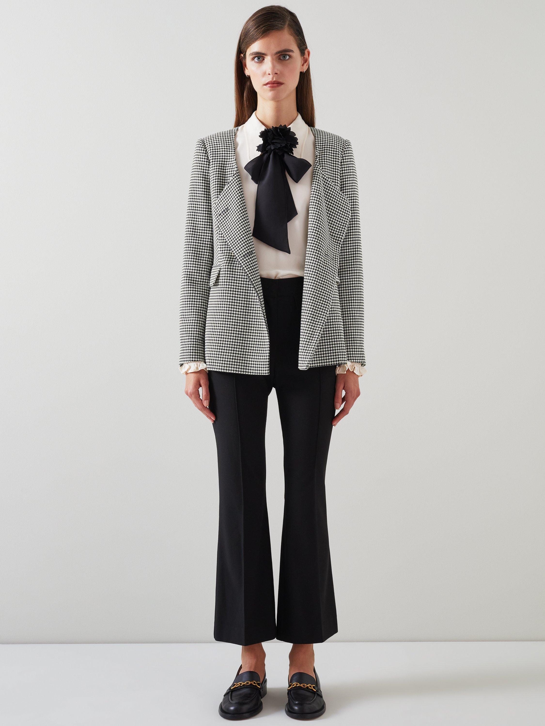 L.K.Bennett Laurie Houndsooth Jacket, Black/Cream