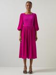 L.K.Bennett Callista Smock Velvet Dress, Bright Pink