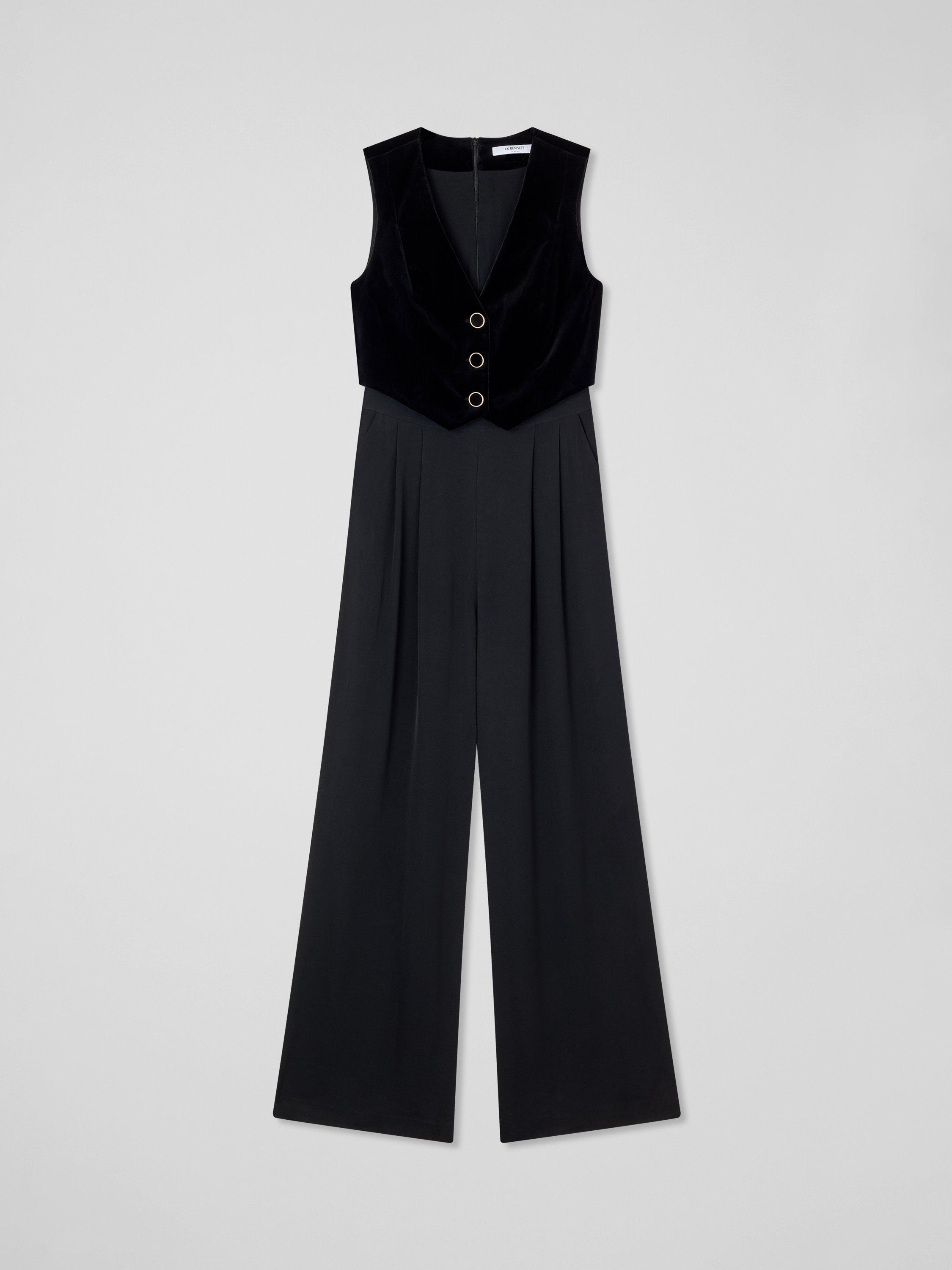 Product image 5 of 5, which shows L.K.Bennett Carine Waistcoat Culotte Jumpsuit, Black, 20
