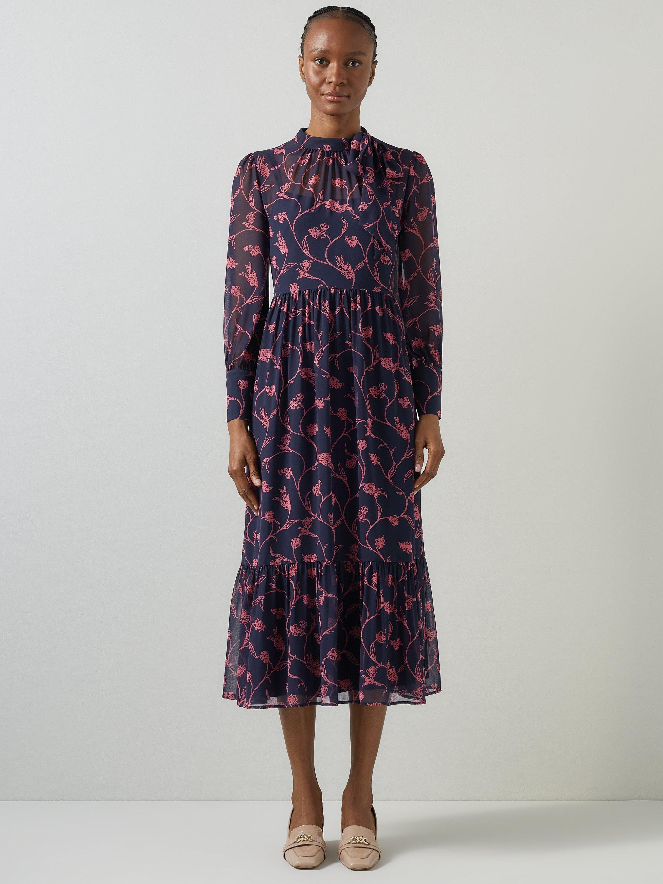 Product image 1 of 5, which shows L.K.Bennett Selina Floral Dress, Navy/Multi, 20