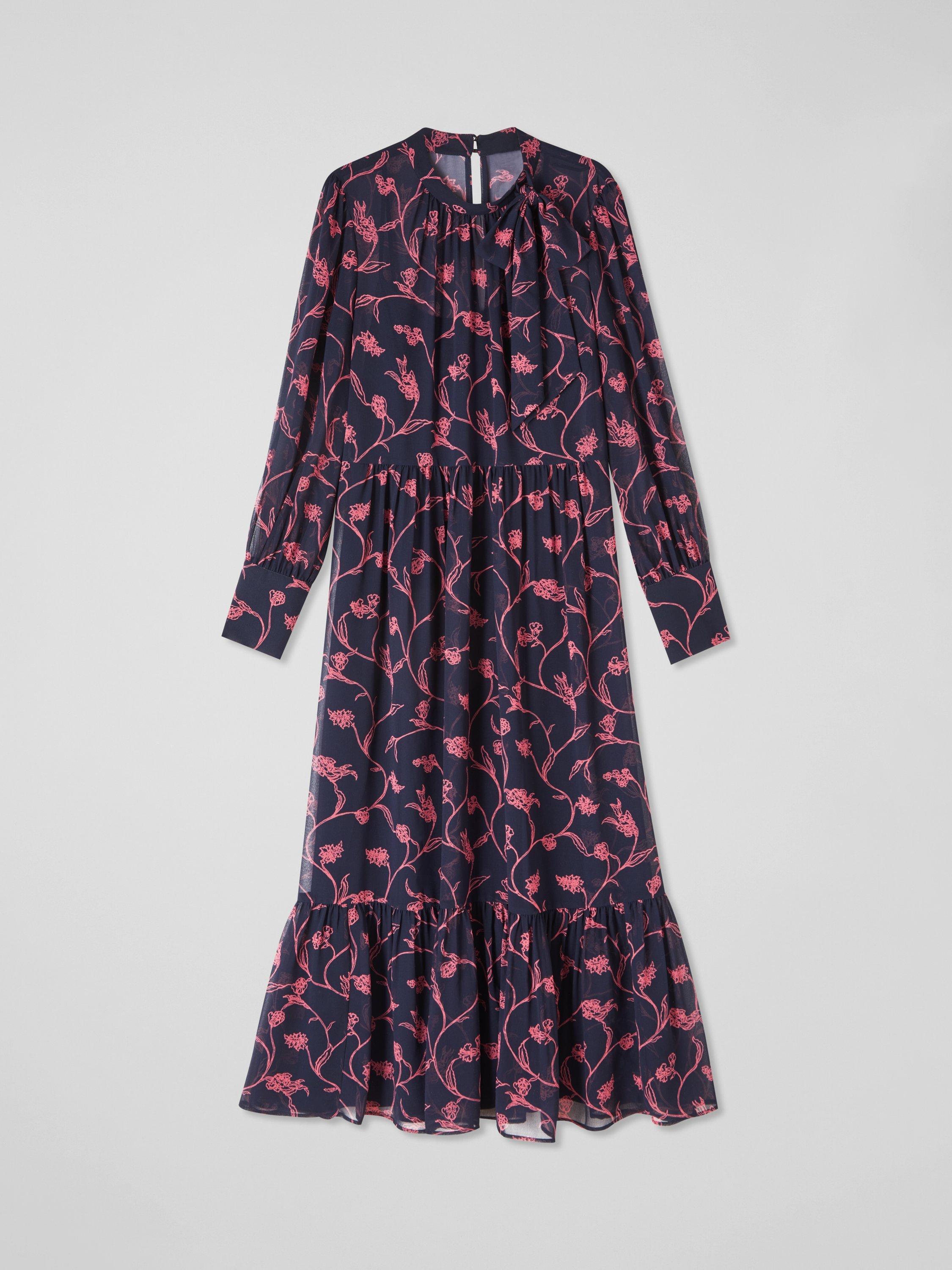 Product image 5 of 5, which shows L.K.Bennett Selina Floral Dress, Navy/Multi, 20