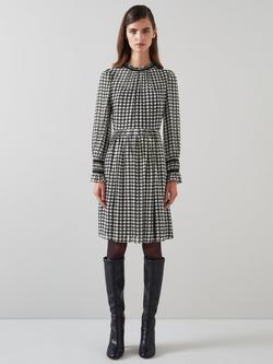L.K.Bennett Verity Check Dress, Black/Cream, Black/Cream