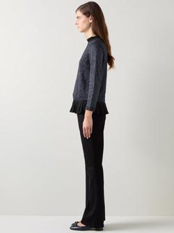 L.K.Bennett Mary Pleated Detail Knit Jumper, Black/Multi - view 2, Black/Multi