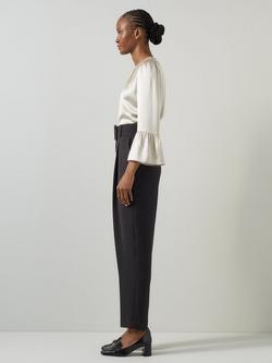 L.K.Bennett Tabitha Belted Crepe Trousers - view 2, Black