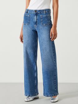 HUSH Cordelia Mid Rise Barrel Leg Jeans, Blue, Blue