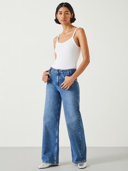 HUSH Cordelia Mid Rise Barrel Leg Jeans, Blue - view 2, Blue