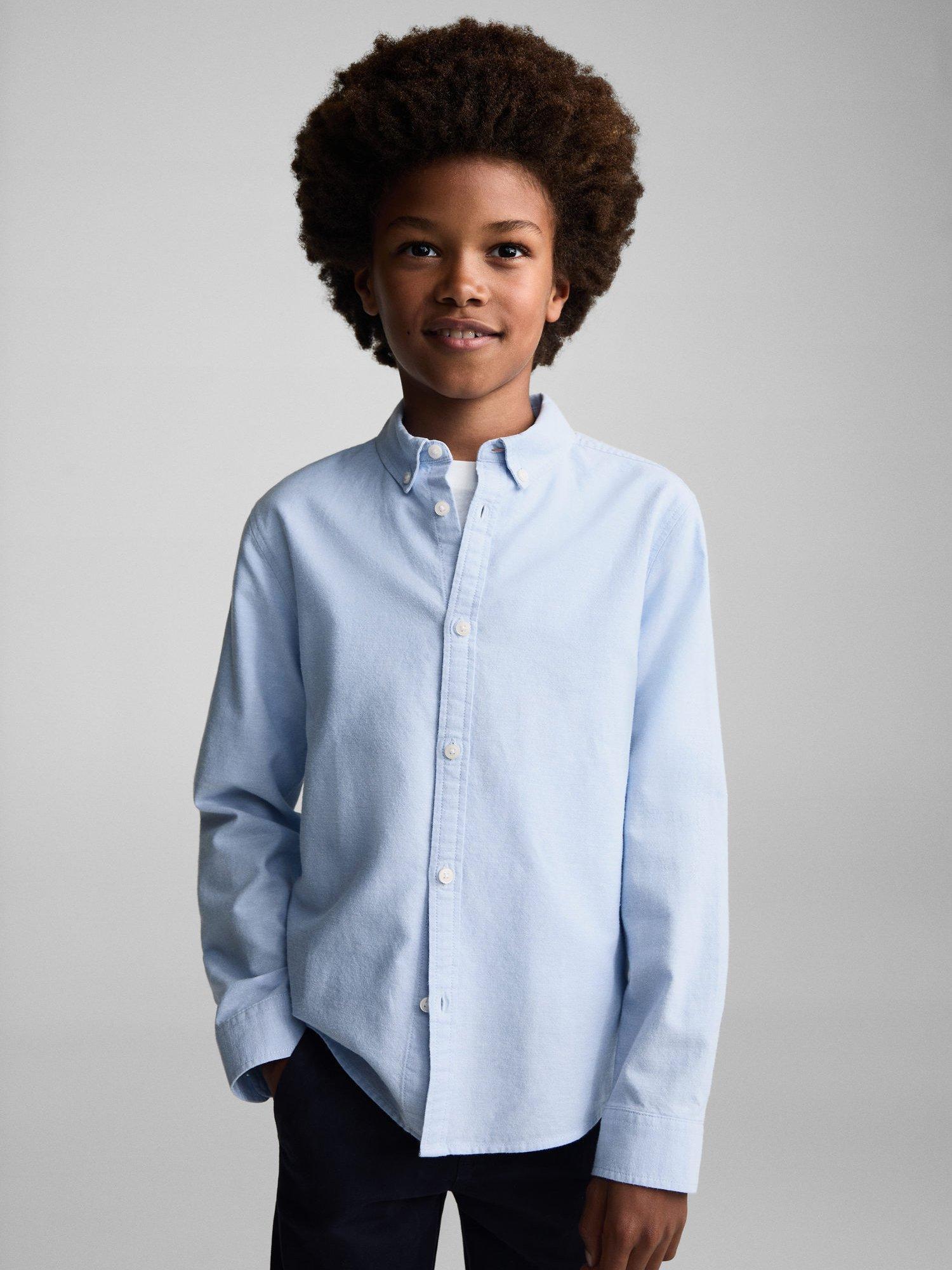 Product image 1 of 7, which shows Mango Kids' Oxford Cotton Shirt, Light Pastel Blue, 10 years
