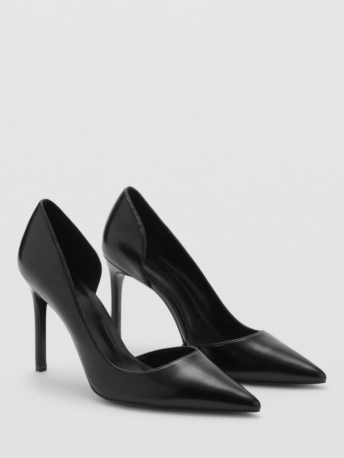Product image 2 of 4, which shows Mango Audrey Stiletto Heel Faux Leather Court Shoes, Black, 2