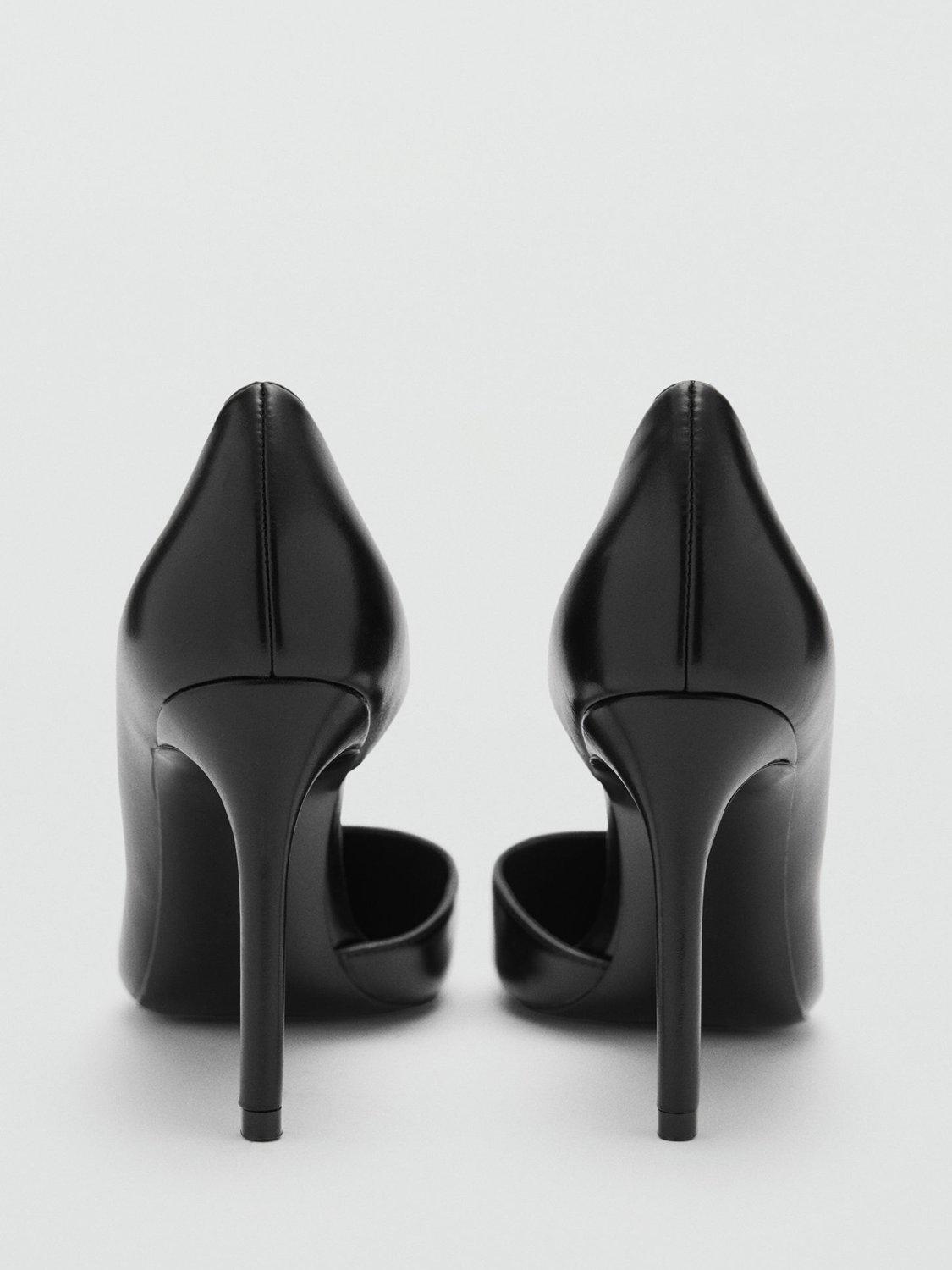 Product image 3 of 4, which shows Mango Audrey Stiletto Heel Faux Leather Court Shoes, Black, 2