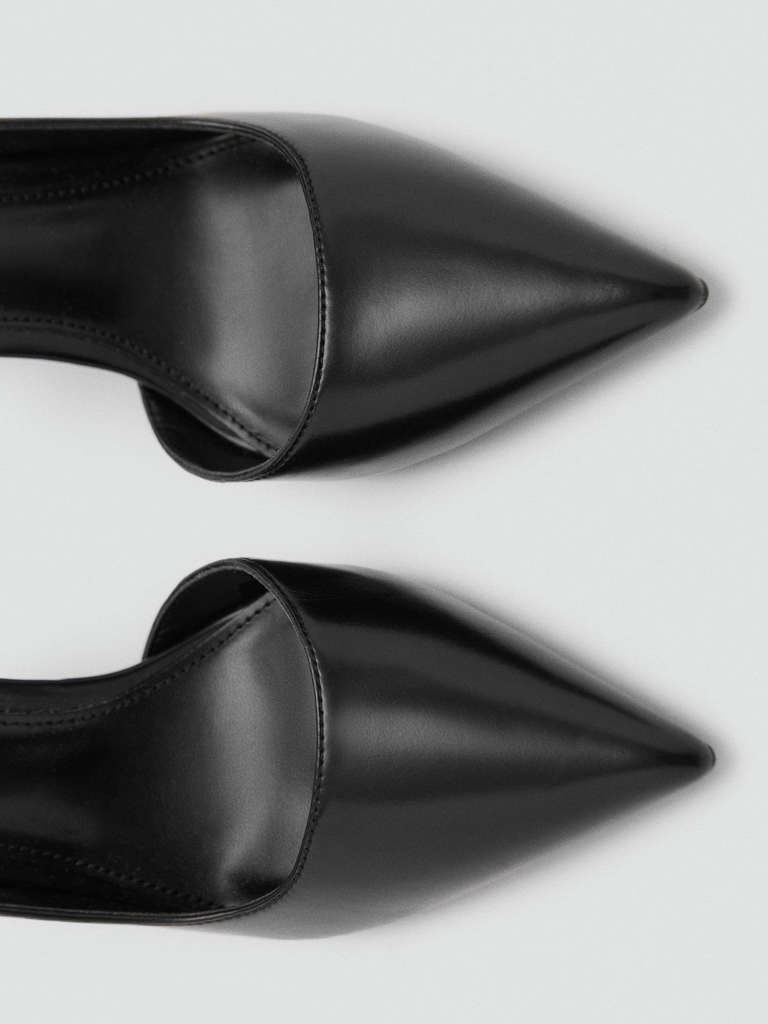 Product image 4 of 4, which shows Mango Audrey Stiletto Heel Faux Leather Court Shoes, Black, 2