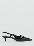 Mango Blesa Patent Pointed Slingback Courts, Black