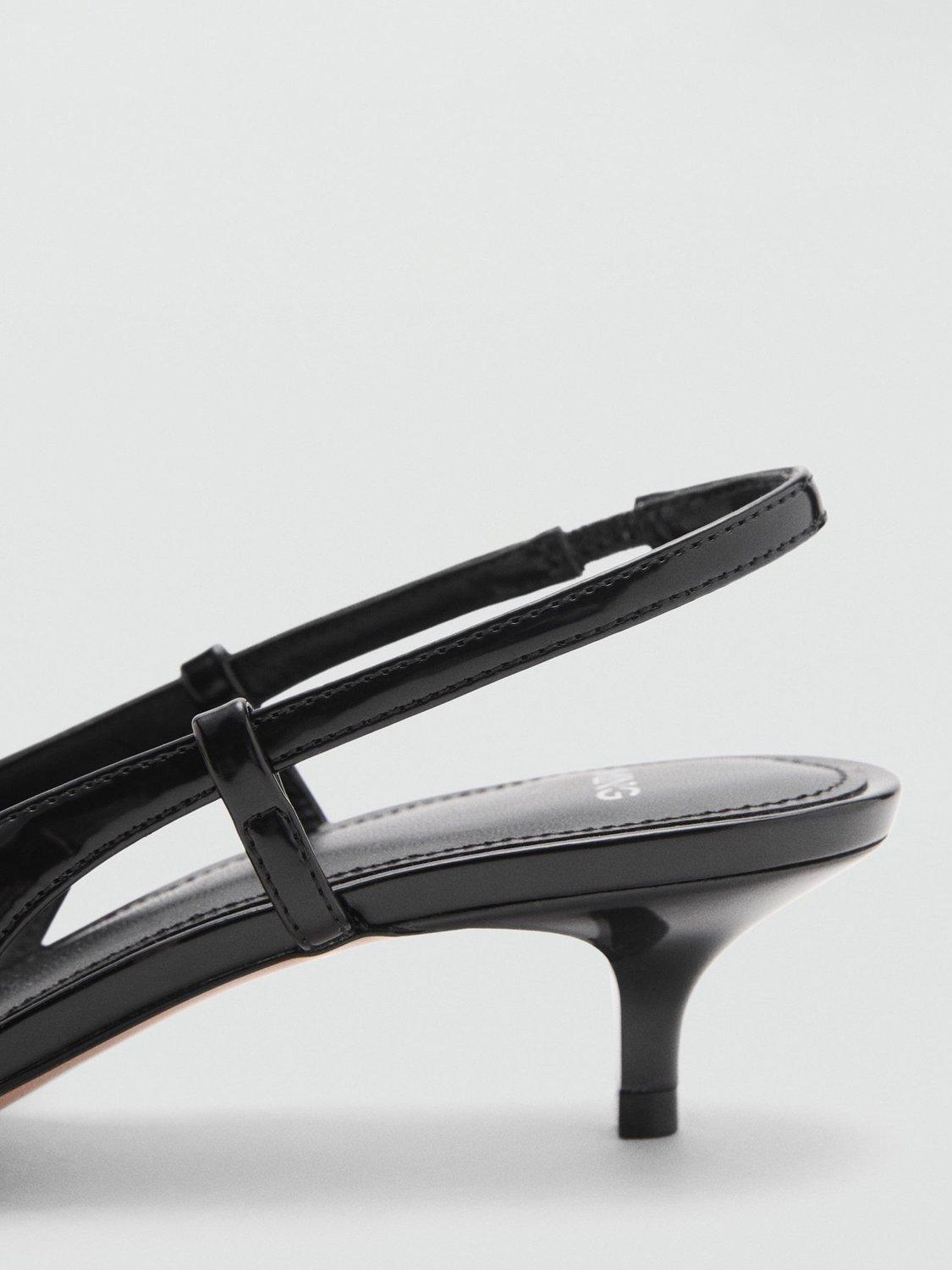 Mango Blesa Patent Pointed Slingback Courts, Black