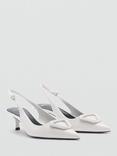 Mango Branie Kitten Heel Faux Leather Court Shoes, White