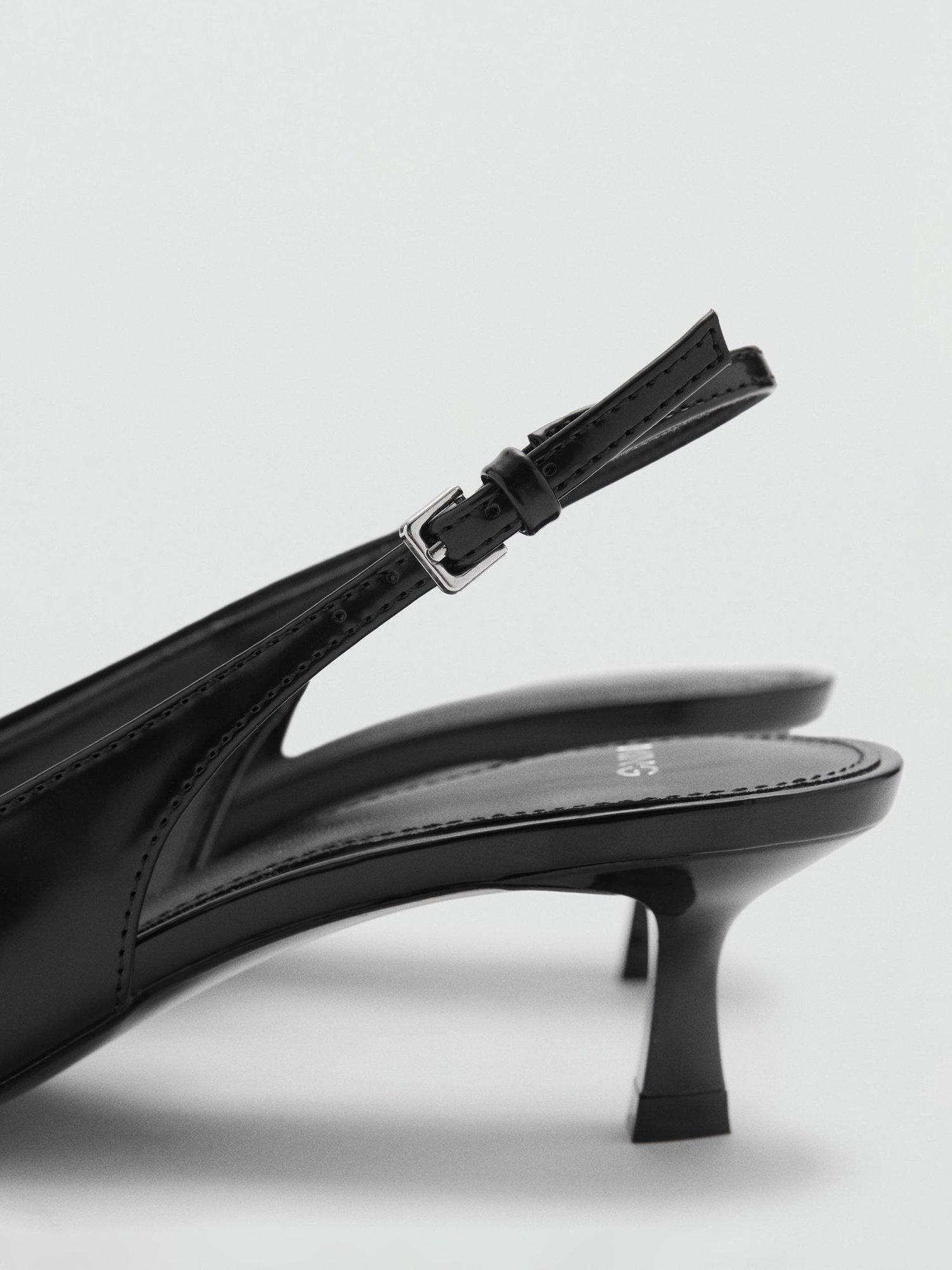 Product image 3 of 4, which shows Mango Roger Faux Leather Kitten Heel Court Shoes, Black, 2
