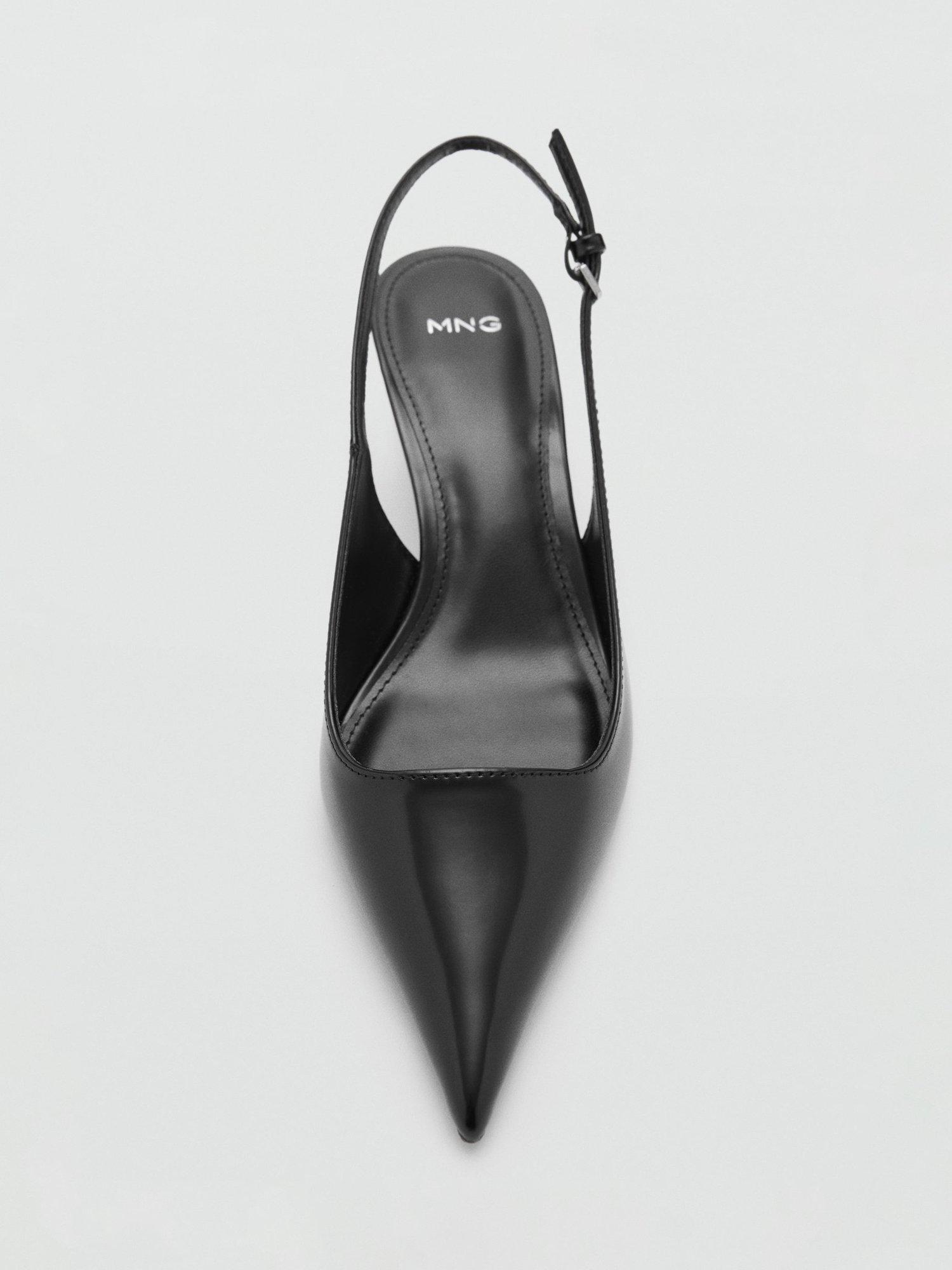 Product image 4 of 4, which shows Mango Roger Faux Leather Kitten Heel Court Shoes, Black, 2