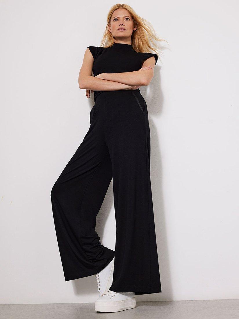 Product image 4 of 7, which shows Mint Velvet Palazzo Wide Leg Trousers, Black, L Reg