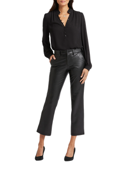 NYDJ Faux Leather Straight Ankle Grazer Trousers, Black