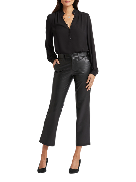 NYDJ Faux Leather Straight Ankle Grazer Trousers, Black
