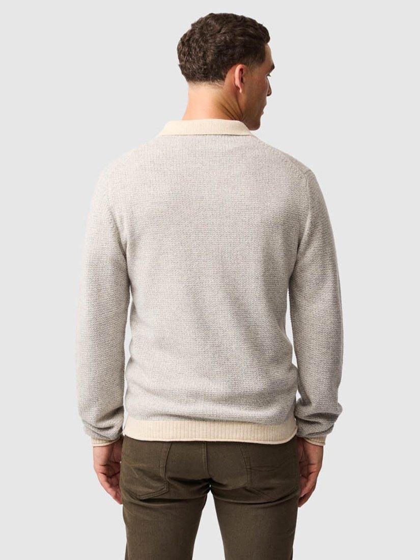 Product image 3 of 6, which shows Rodd & Gunn Marlin Cotton Wool Polo Collar Jumper, Smoke, XS