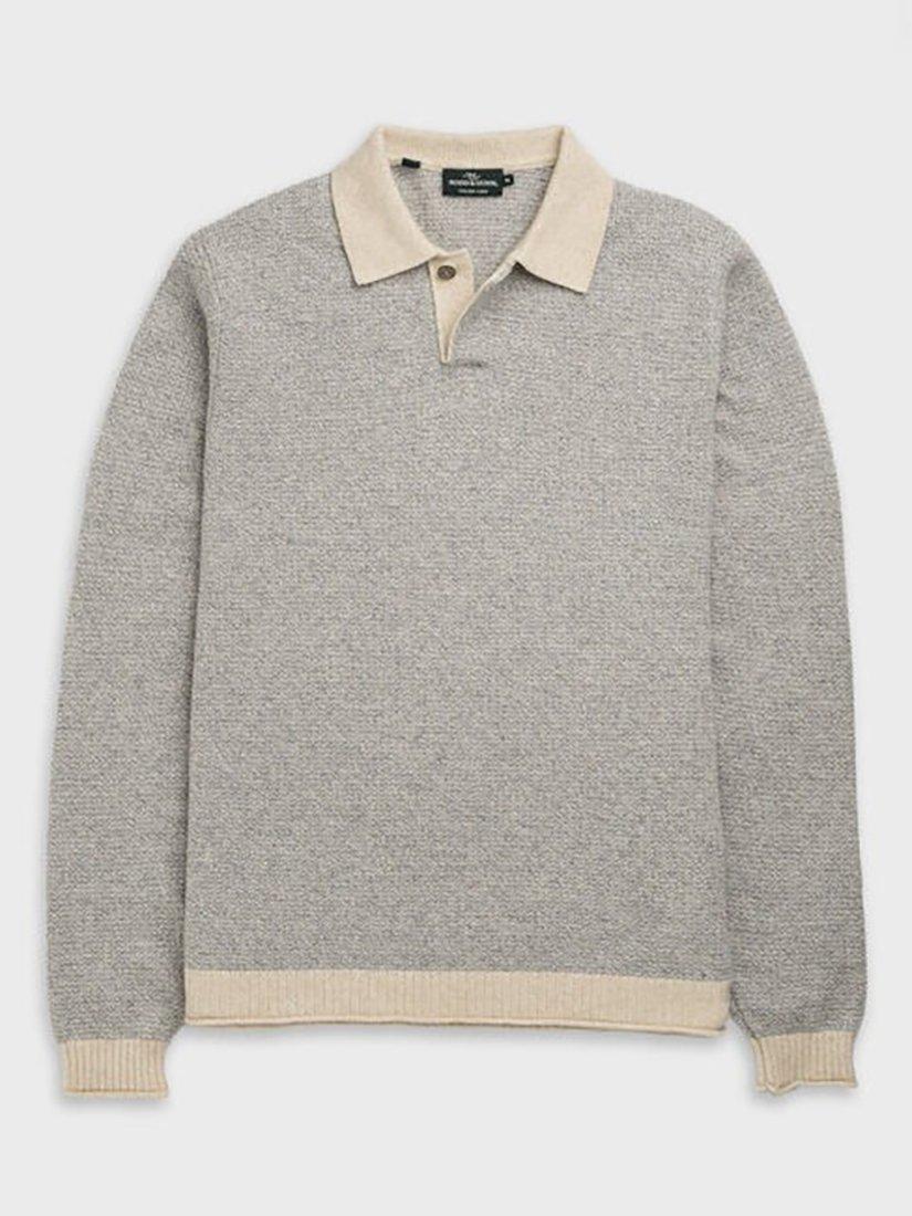 Product image 5 of 6, which shows Rodd & Gunn Marlin Cotton Wool Polo Collar Jumper, Smoke, XS