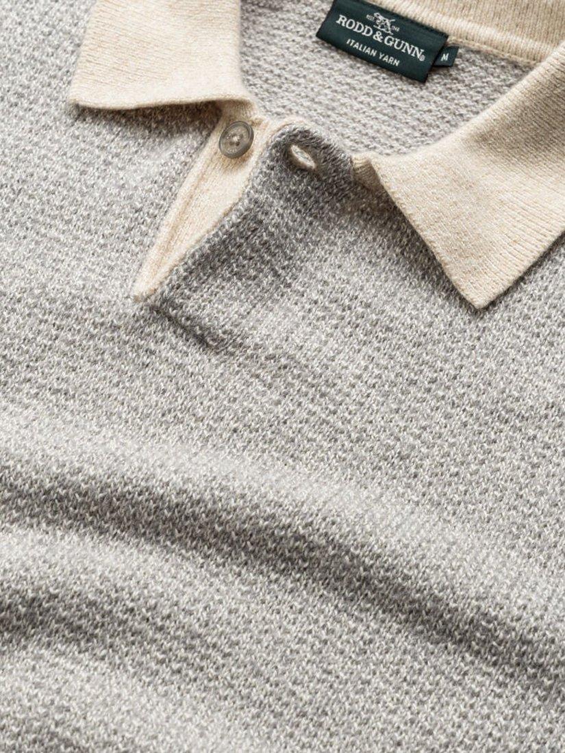 Product image 6 of 6, which shows Rodd & Gunn Marlin Cotton Wool Polo Collar Jumper, Smoke, XS