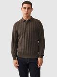 Rodd & Gunn Walter Peak Wool Alpaca Knit Polo Collar Jumper, Coal
