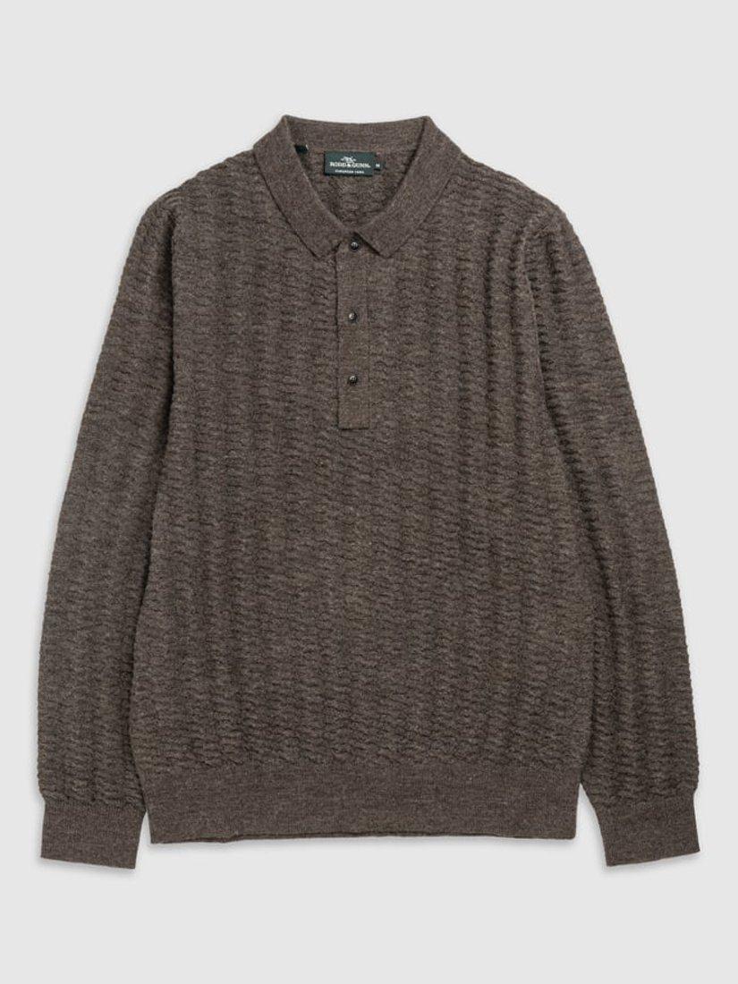 Product image 3 of 4, which shows Rodd & Gunn Walter Peak Wool Alpaca Knit Polo Collar Jumper, Coal, S