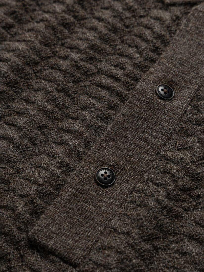 Product image 4 of 4, which shows Rodd & Gunn Walter Peak Wool Alpaca Knit Polo Collar Jumper, Coal, S