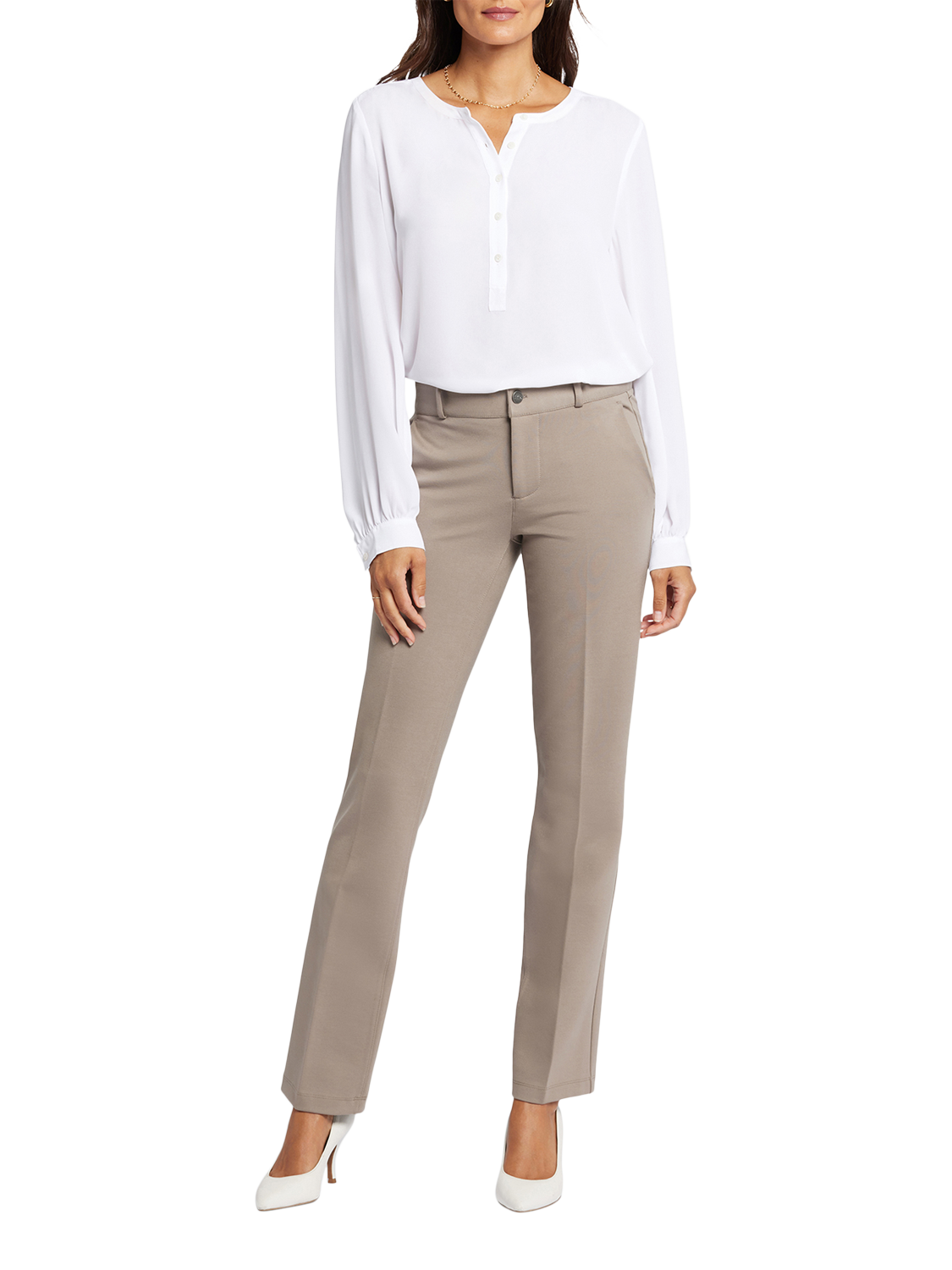 Product image 4 of 6, which shows Sculpt Her Classic Straight Trousers, Saddlewood, 4