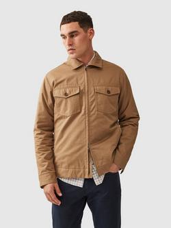 Rodd & Gunn Fordel Padded Cotton Water-repellent Overshirt Jacket, Tan, Tan