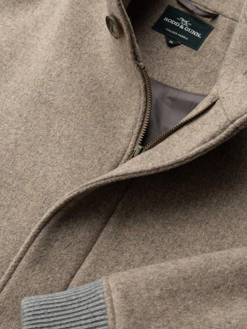 Product image 6 of 6, which shows Rodd & Gunn Lake Taylor Recycled Wool Blend Bomber Jacket, Fawn, S