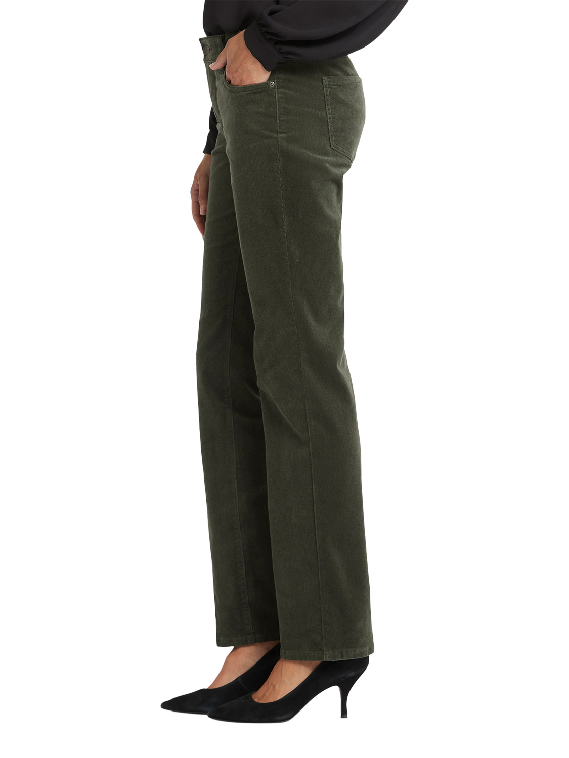 Product image 3 of 6, which shows NYDJ Marilyn Corduroy Straight Leg Jeans, Vine Leaf, 4