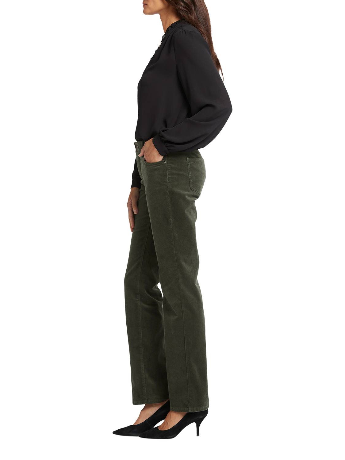 Product image 5 of 6, which shows NYDJ Marilyn Corduroy Straight Leg Jeans, Vine Leaf, 4