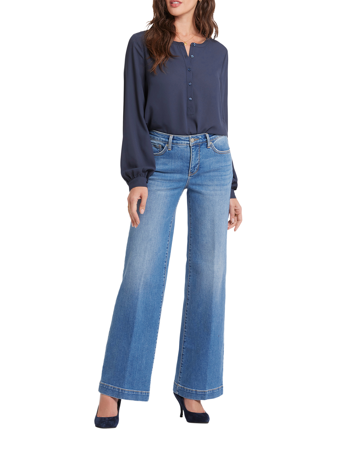 Product image 1 of 6, which shows NYDJ Teresa Wide Leg Jeans, Water Canyon, 4