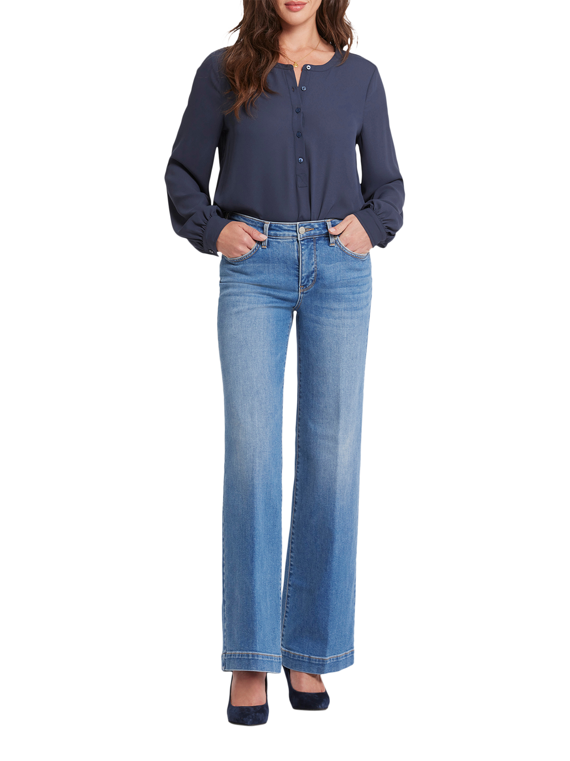 Product image 4 of 6, which shows NYDJ Teresa Wide Leg Jeans, Water Canyon, 4