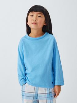 John Lewis Kids' Mix-And-Match Heart Embroidered Cotton Pyjama Top, Blue, Blue