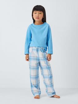 John Lewis Kids' Mix-And-Match Heart Embroidered Cotton Pyjama Top, Blue - view 2, Blue